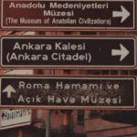Roman Baths - Signs Showing Directions to Tourist Attractions in Ankara